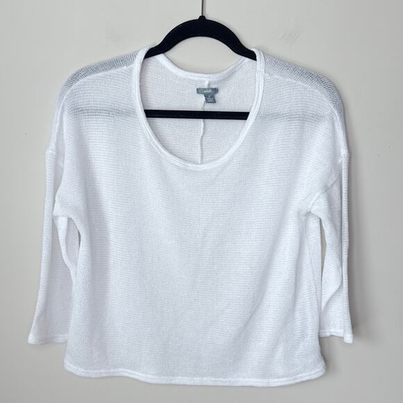 Aerie Lightweight Scoop‎ Neck White 3/4 Sleeve Sweater Size Small Summer Spring - Picture 1 of 7